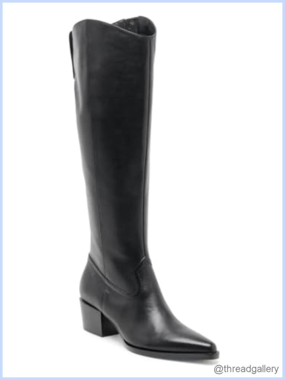 Wide Calf Knee High Boots Faux Suede Pointed Toe Chunky Heel Zip